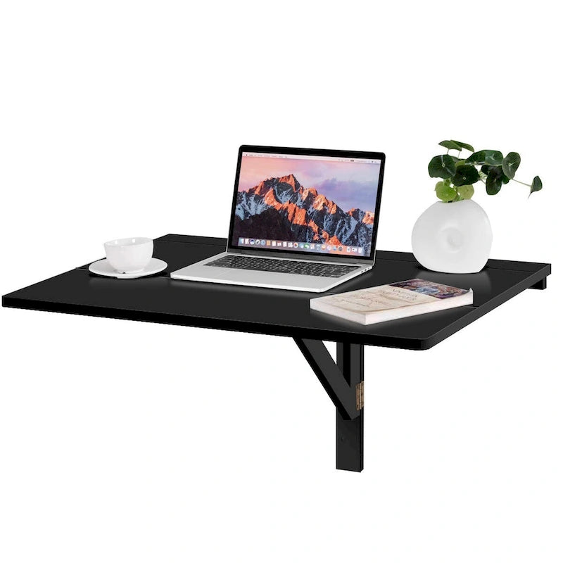 Gymax Table murale à abattant pliable, bureau flottant, gain de place