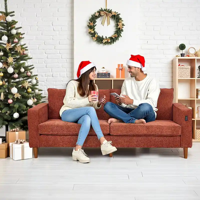 Canapé moderne 82,68 places en chenille avec ports USB pour salon