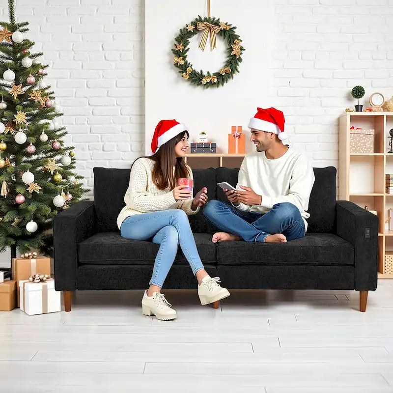 Canapé moderne 82,68 places en chenille avec ports USB pour salon