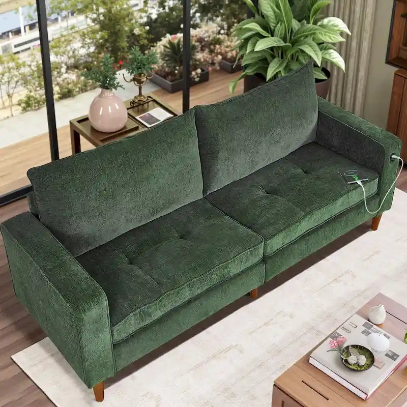 Canapé moderne 82,68 places en chenille avec ports USB pour salon