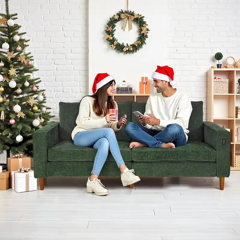 Canapé moderne 82,68 places en chenille avec ports USB pour salon