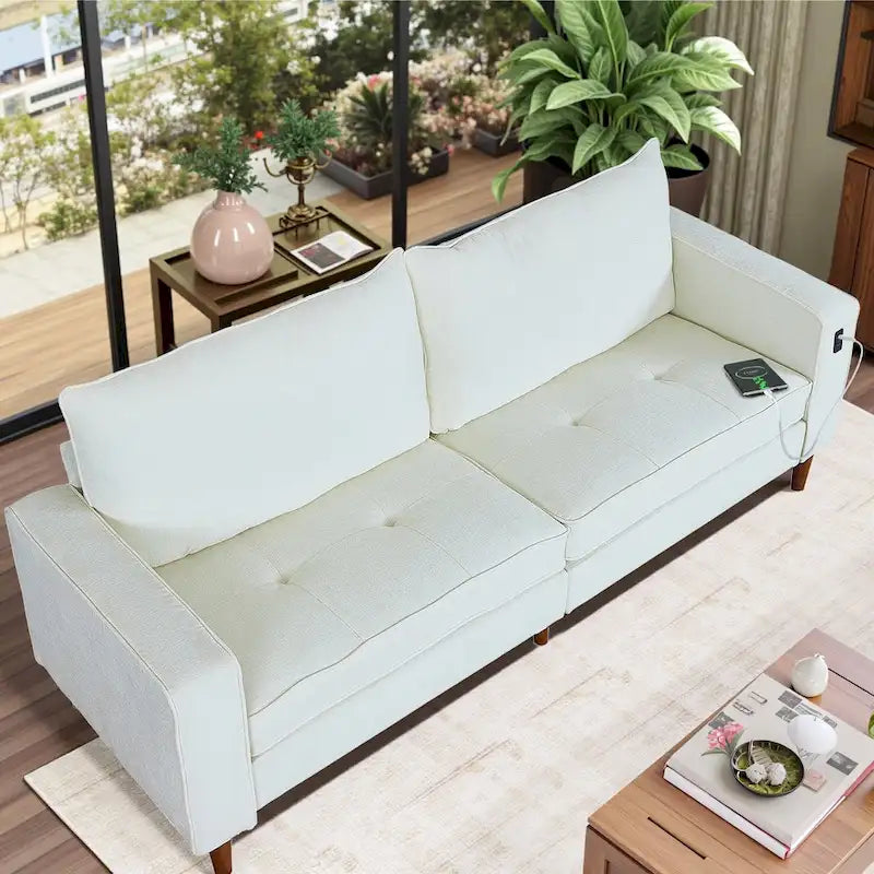 Canapé moderne 82,68 places en chenille avec ports USB pour salon