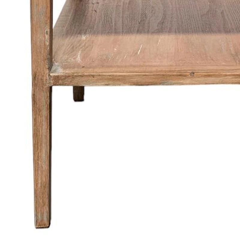Table d'appoint d'angle Tuley, étagère de rangement, bois de pin gris, 56 cm carré