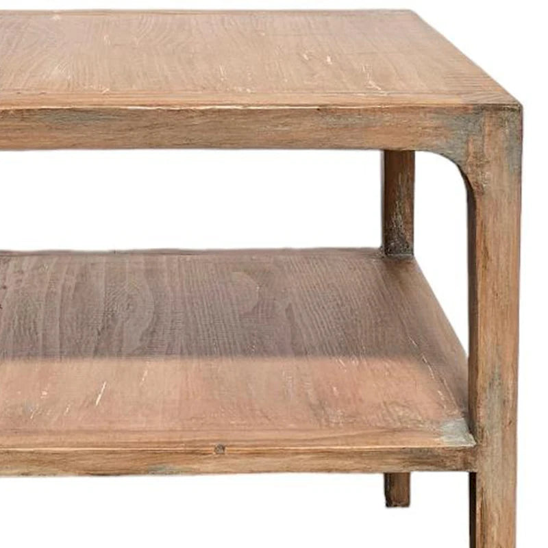 Table d'appoint d'angle Tuley, étagère de rangement, bois de pin gris, 56 cm carré