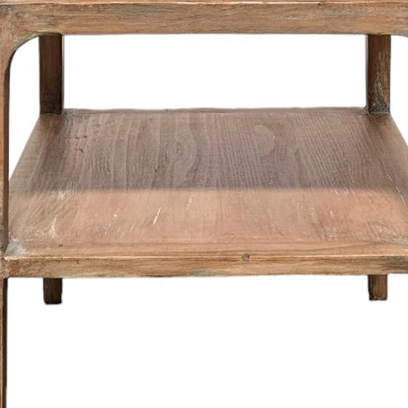 Table d'appoint d'angle Tuley, étagère de rangement, bois de pin gris, 56 cm carré