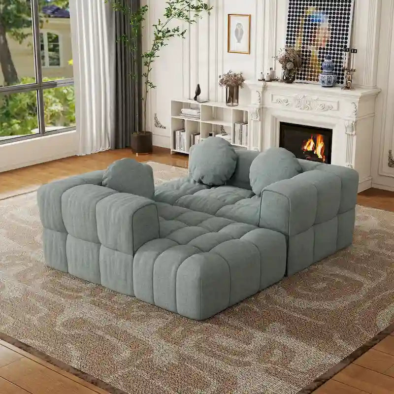 Canapé d'angle en chenille en forme de L 103 po avec fauteuil inclinable à gauche et oreillers