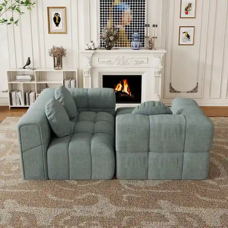 Canapé d'angle en chenille en forme de L 103 po avec fauteuil inclinable à gauche et oreillers