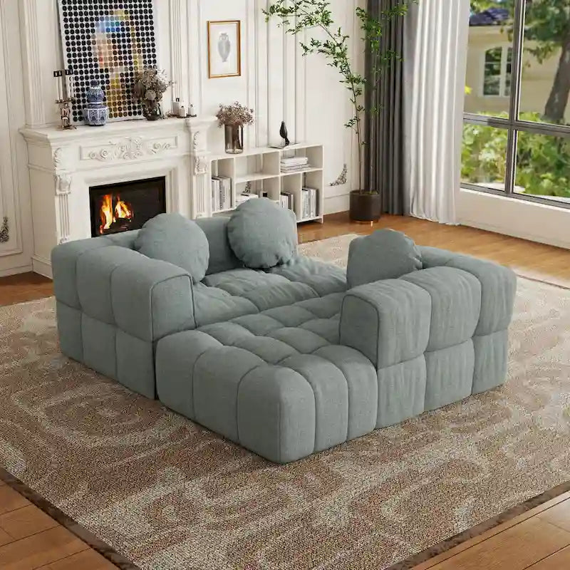 Canapé d'angle en chenille en forme de L 103 po avec fauteuil inclinable à gauche et oreillers