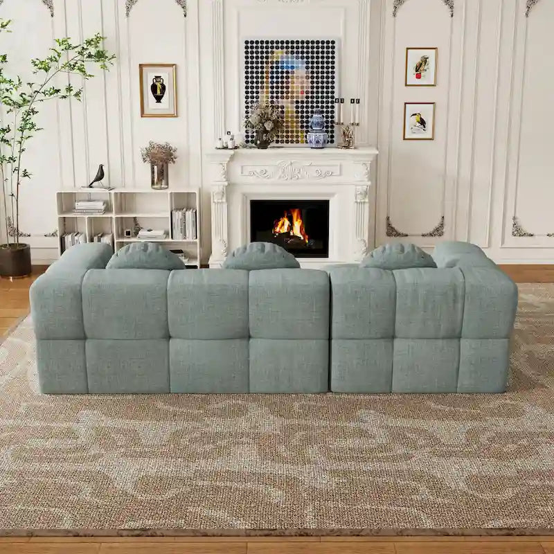 Canapé d'angle en chenille en forme de L 103 po avec fauteuil inclinable à gauche et oreillers