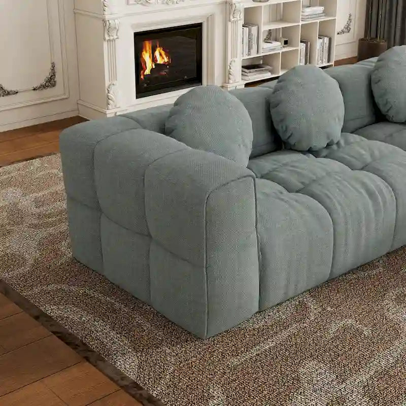 Canapé d'angle en chenille en forme de L 103 po avec fauteuil inclinable à gauche et oreillers