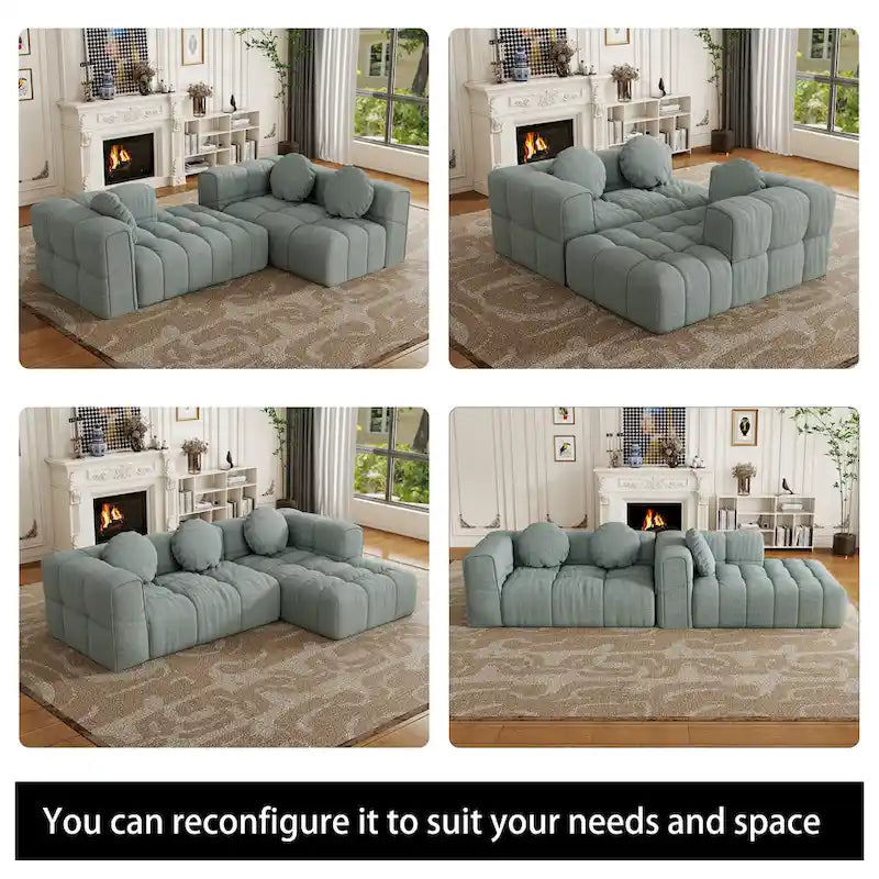 Canapé d'angle en chenille en forme de L 103 po avec fauteuil inclinable à gauche et oreillers