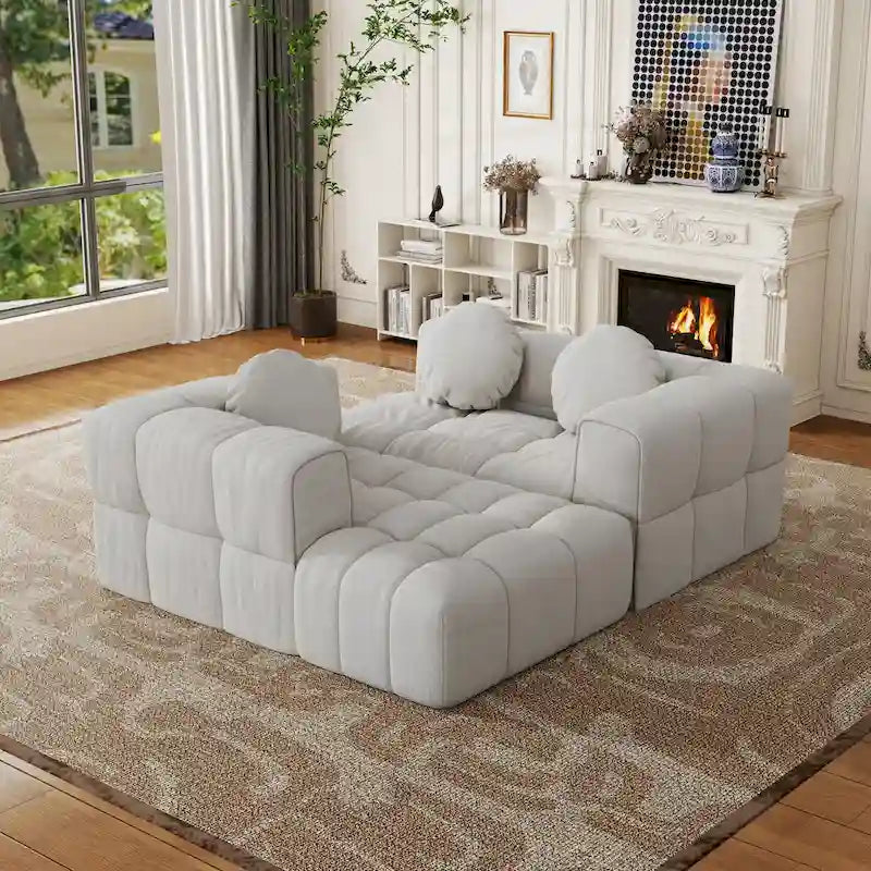 Canapé d'angle en chenille en forme de L 103 po avec fauteuil inclinable à gauche et oreillers