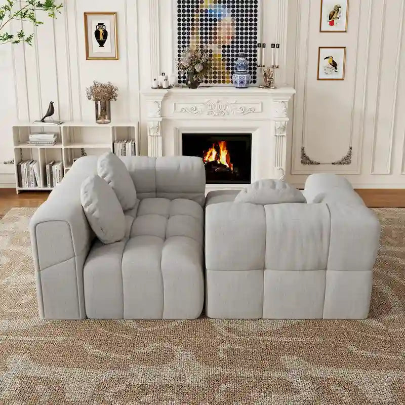 Canapé d'angle en chenille en forme de L 103 po avec fauteuil inclinable à gauche et oreillers