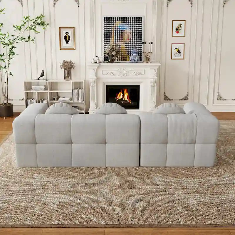 Canapé d'angle en chenille en forme de L 103 po avec fauteuil inclinable à gauche et oreillers