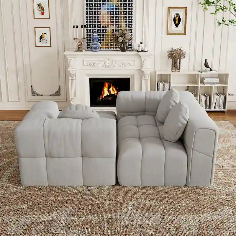 Canapé d'angle en chenille en forme de L 103 po avec fauteuil inclinable à gauche et oreillers