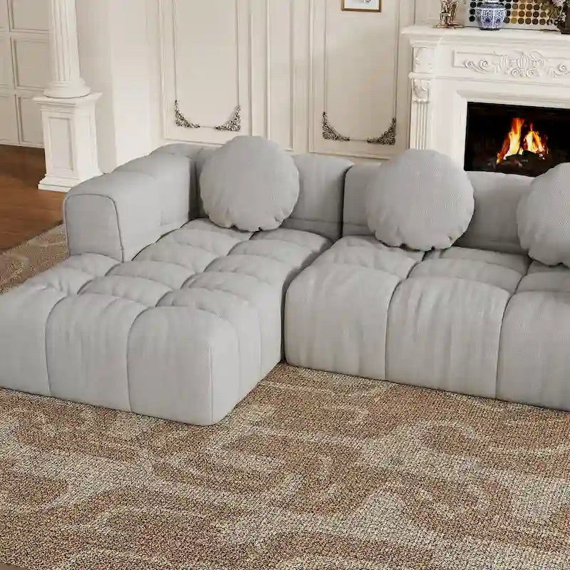 Canapé d'angle en chenille en forme de L 103 po avec fauteuil inclinable à gauche et oreillers