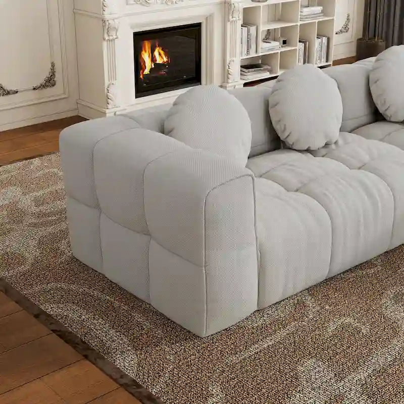 Canapé d'angle en chenille en forme de L 103 po avec fauteuil inclinable à gauche et oreillers