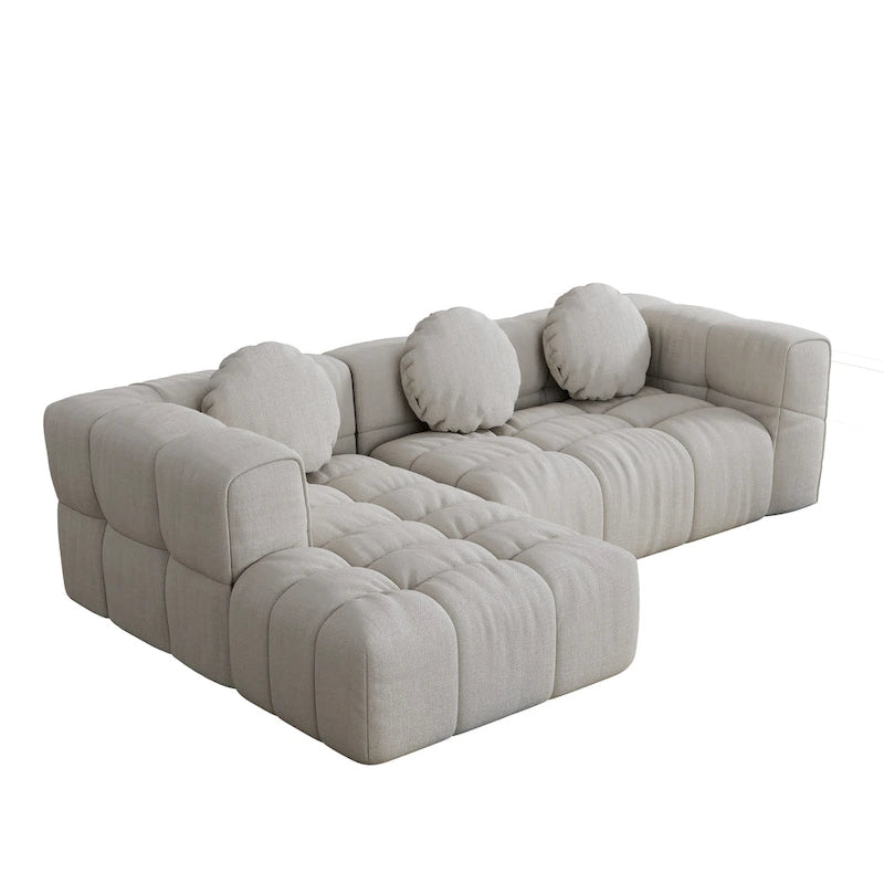 Canapé d'angle en chenille en forme de L 103 po avec fauteuil inclinable à gauche et oreillers
