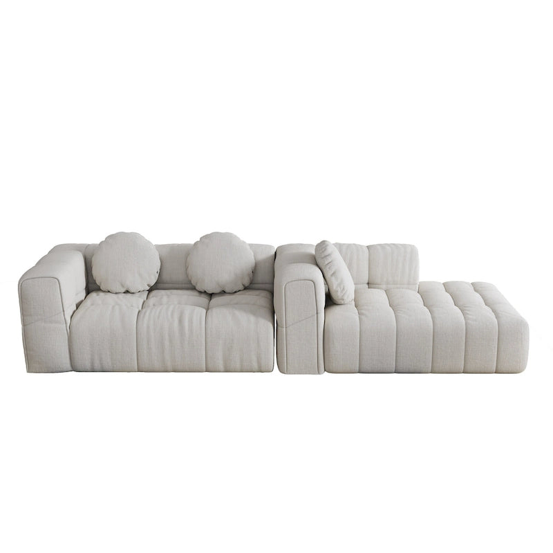 Canapé d'angle en chenille en forme de L 103 po avec fauteuil inclinable à gauche et oreillers