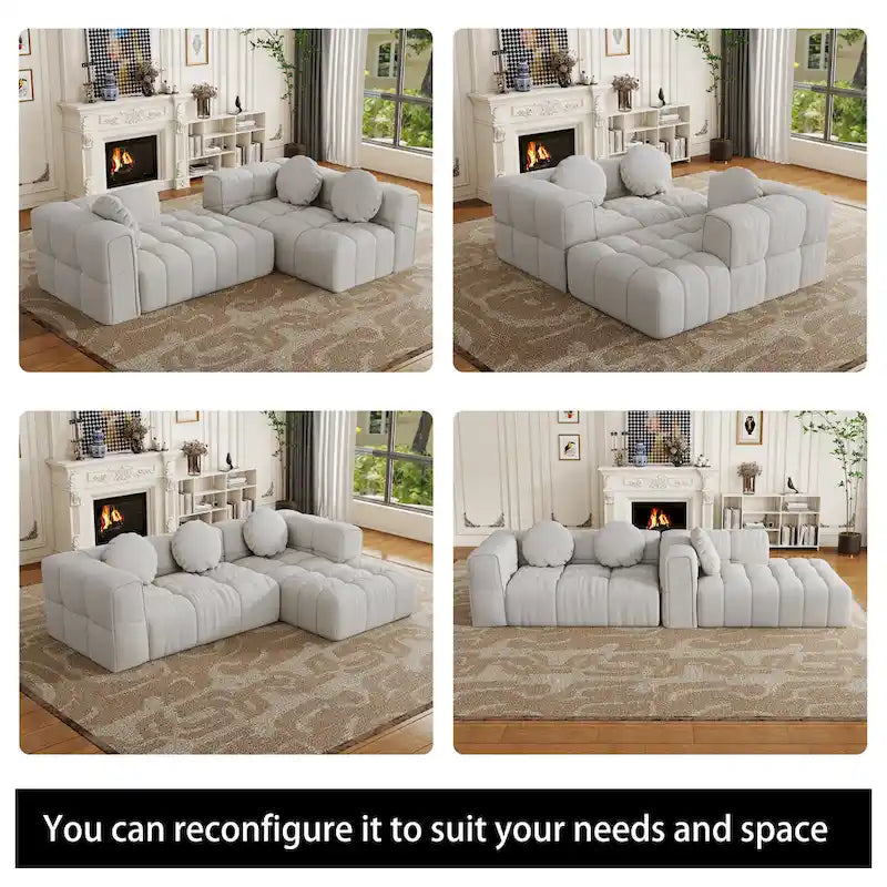 Canapé d'angle en chenille en forme de L 103 po avec fauteuil inclinable à gauche et oreillers