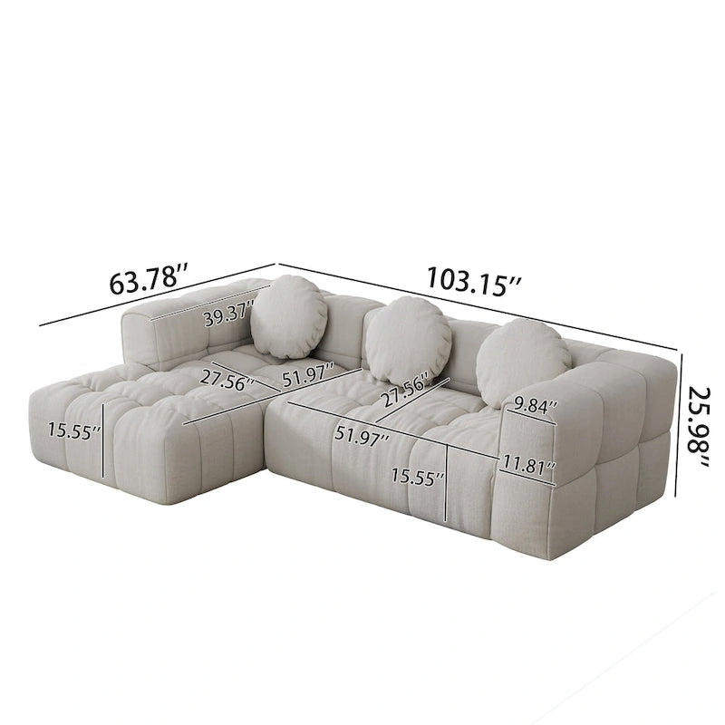 Canapé d'angle en chenille en forme de L 103 po avec fauteuil inclinable à gauche et oreillers