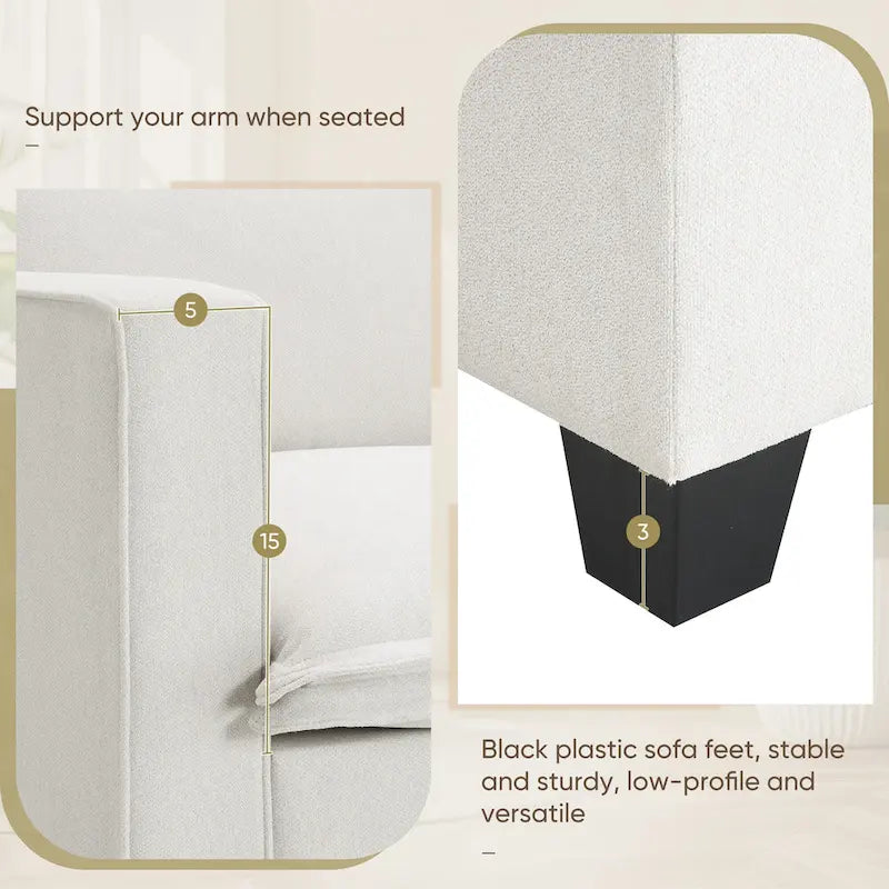 109 Canapé d'angle modulaire en chenille avec console USB