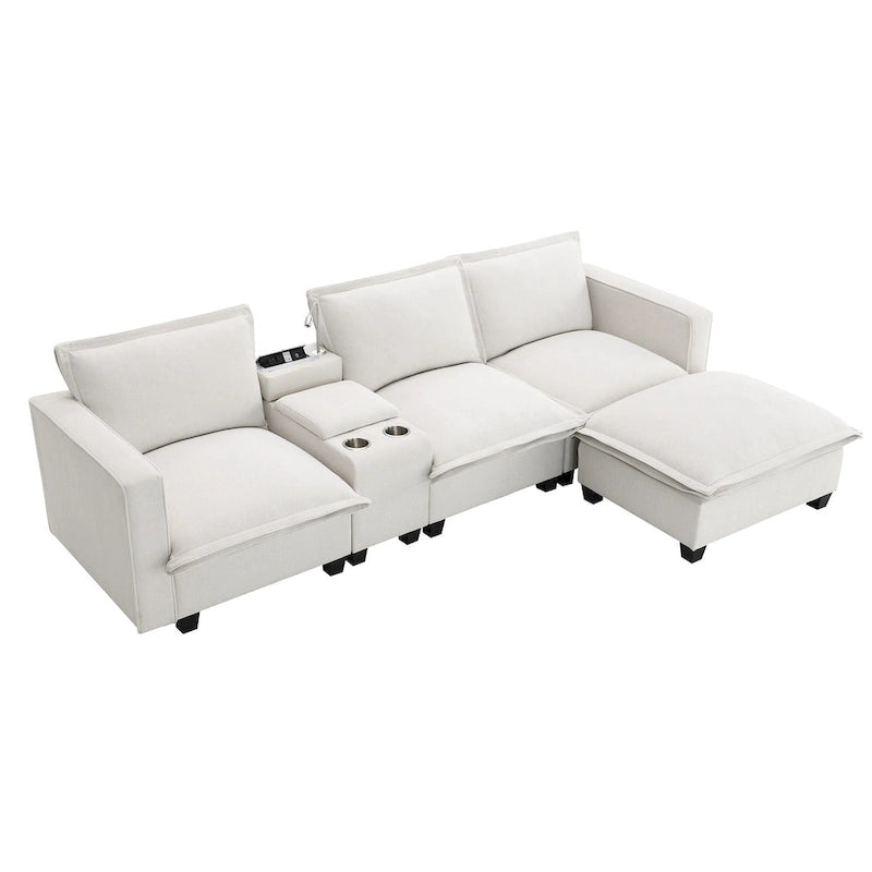 109 Canapé d'angle modulaire en chenille avec console USB