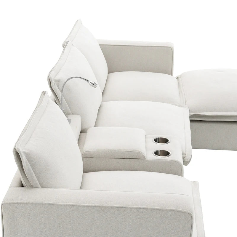 109 Canapé d'angle modulaire en chenille avec console USB