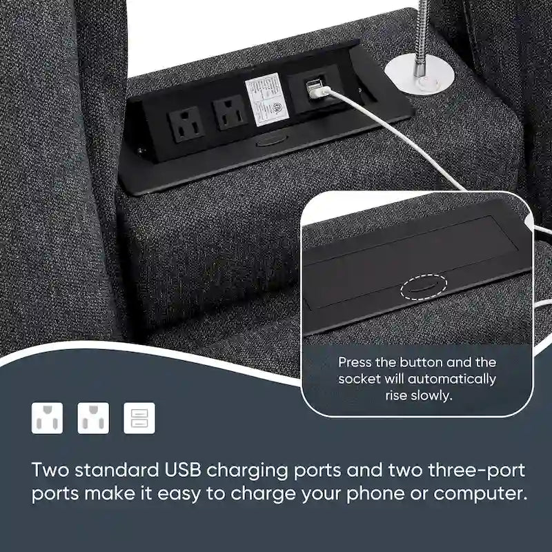 109 Canapé d'angle modulaire en chenille avec console USB