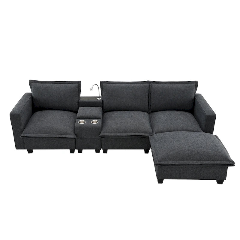 109 Canapé d'angle modulaire en chenille avec console USB