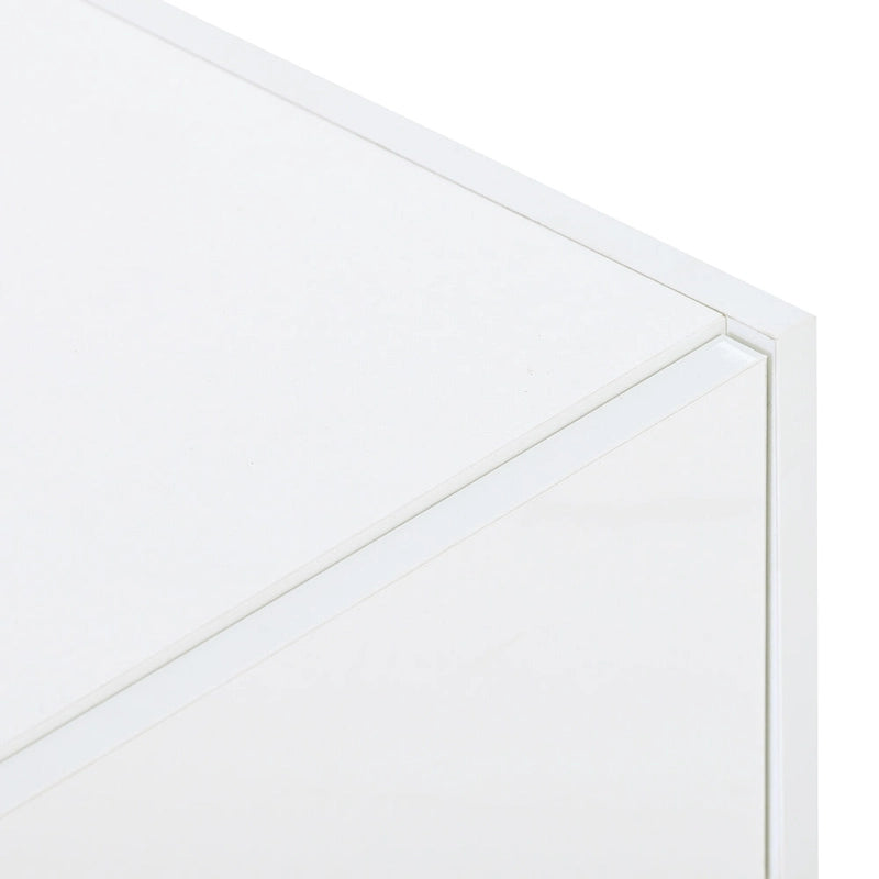 Meuble TV blanc de 74 po avec fini lustré et rangement, pour téléviseurs jusqu'à 80 po