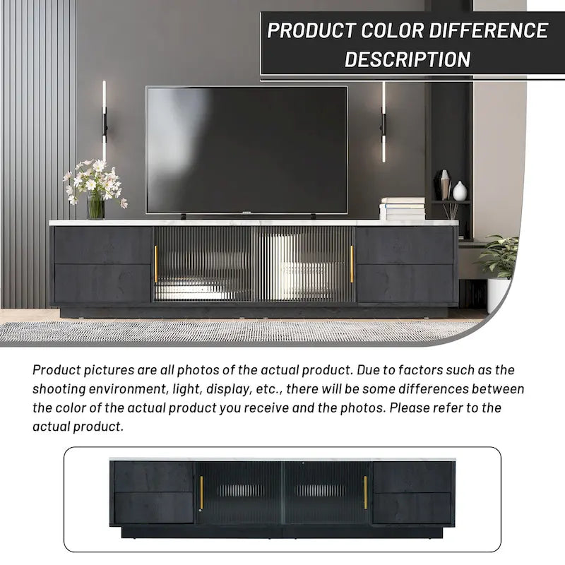 Meuble TV de 160 cm avec 4 tiroirs et grand meuble de rangement pour TV jusqu'à 70 pouces