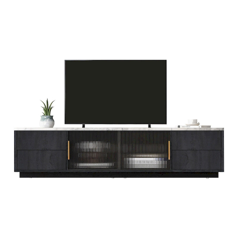 Meuble TV de 160 cm avec 4 tiroirs et grand meuble de rangement pour TV jusqu'à 70 pouces