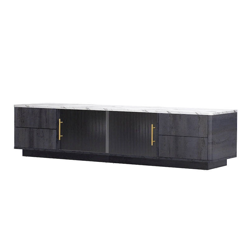 Meuble TV de 160 cm avec 4 tiroirs et grand meuble de rangement pour TV jusqu'à 70 pouces