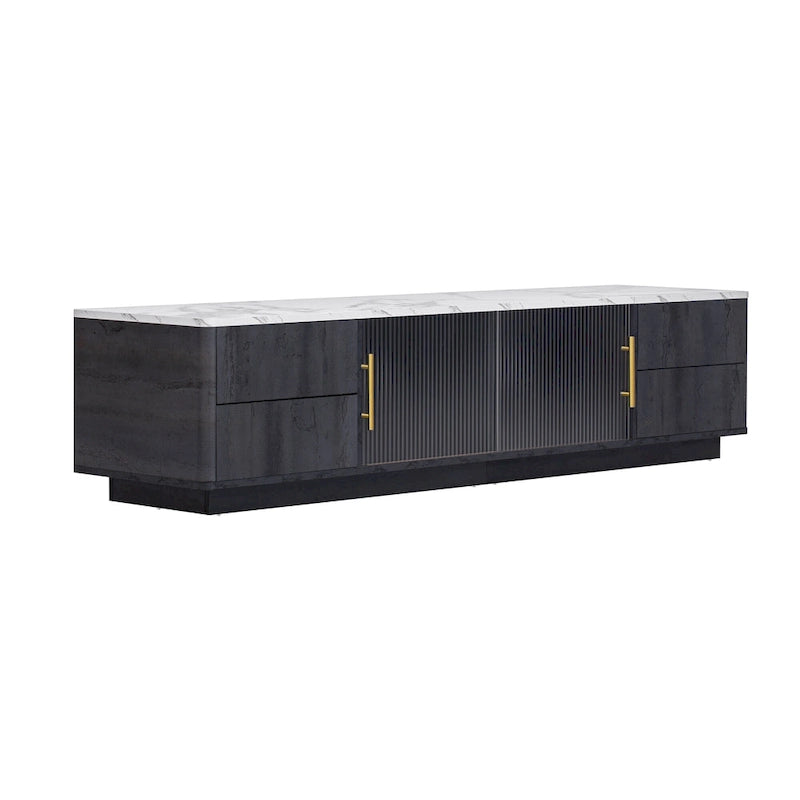 Meuble TV de 160 cm avec 4 tiroirs et grand meuble de rangement pour TV jusqu'à 70 pouces