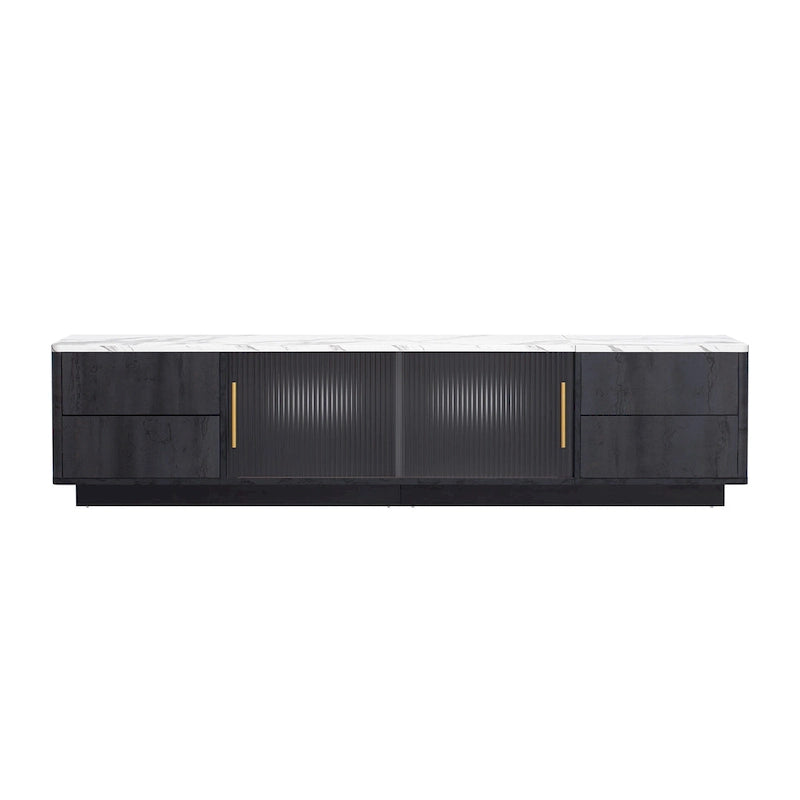 Meuble TV de 160 cm avec 4 tiroirs et grand meuble de rangement pour TV jusqu'à 70 pouces