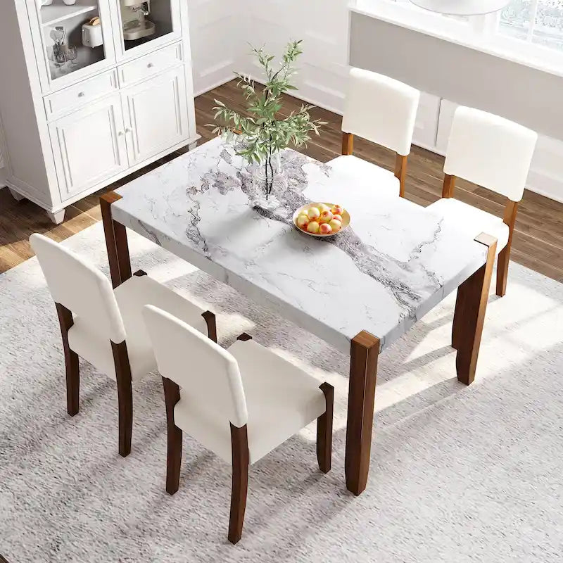 Ensemble de salle à manger moderne 5 pièces avec table rectangulaire et chaises