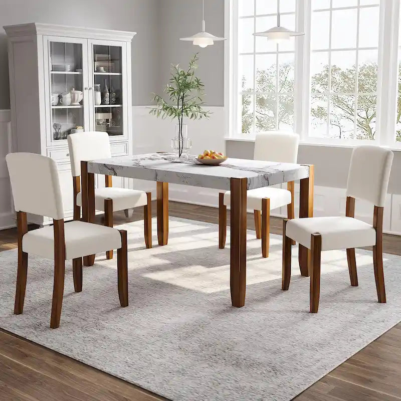 Ensemble de salle à manger moderne 5 pièces avec table rectangulaire et chaises