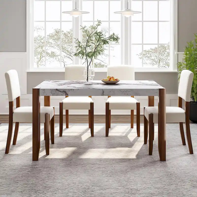 Ensemble de salle à manger moderne 5 pièces avec table rectangulaire et chaises