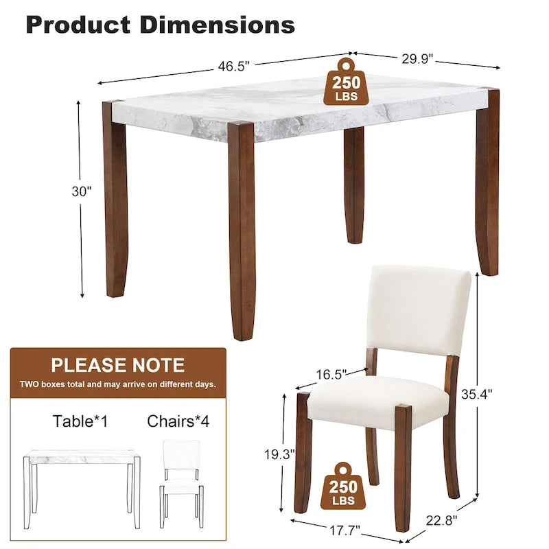 Ensemble de salle à manger moderne 5 pièces avec table rectangulaire et chaises