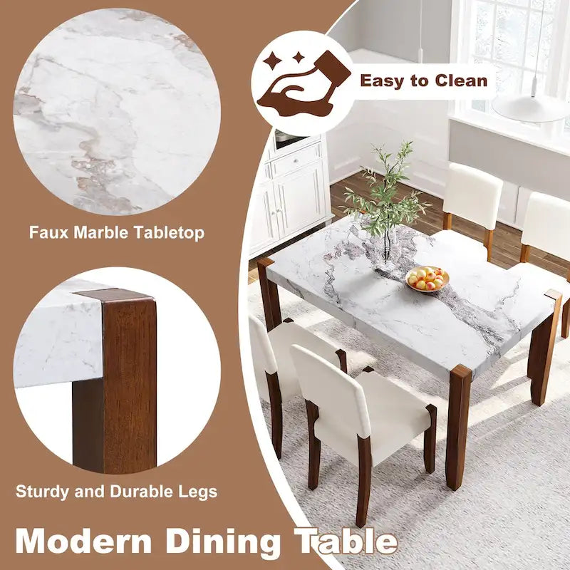 Ensemble de salle à manger moderne 5 pièces avec table rectangulaire et chaises
