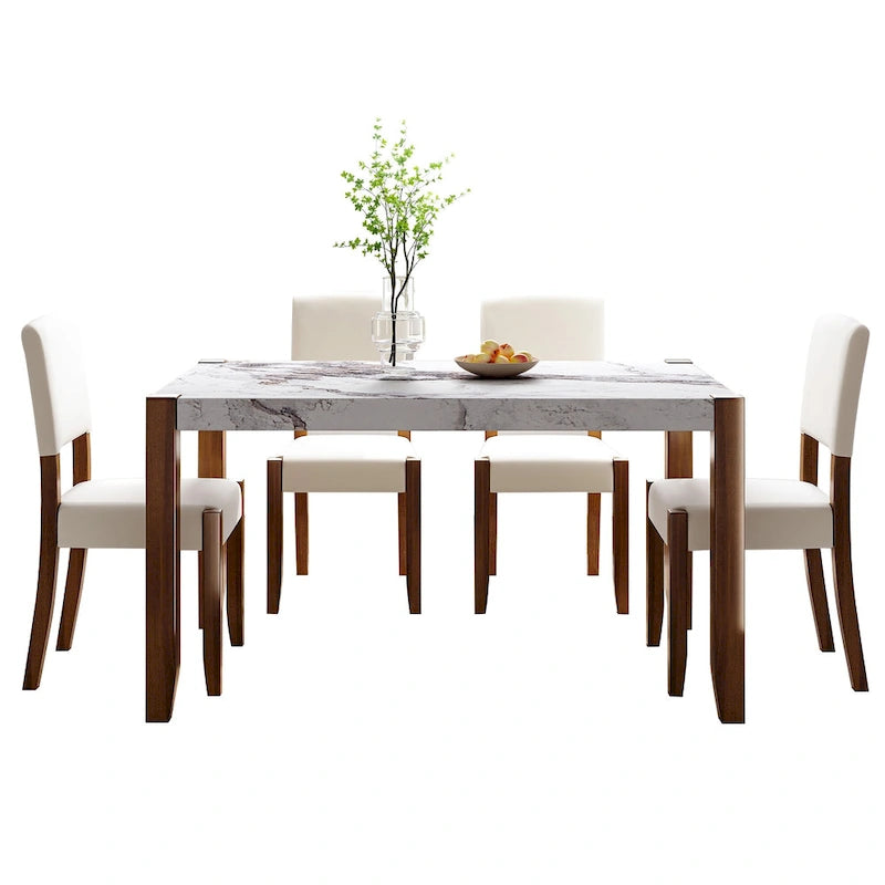 Ensemble de salle à manger moderne 5 pièces avec table rectangulaire et chaises
