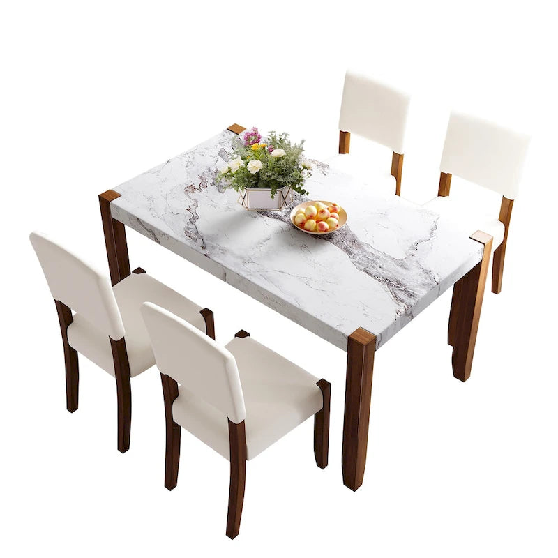 Ensemble de salle à manger moderne 5 pièces avec table rectangulaire et chaises