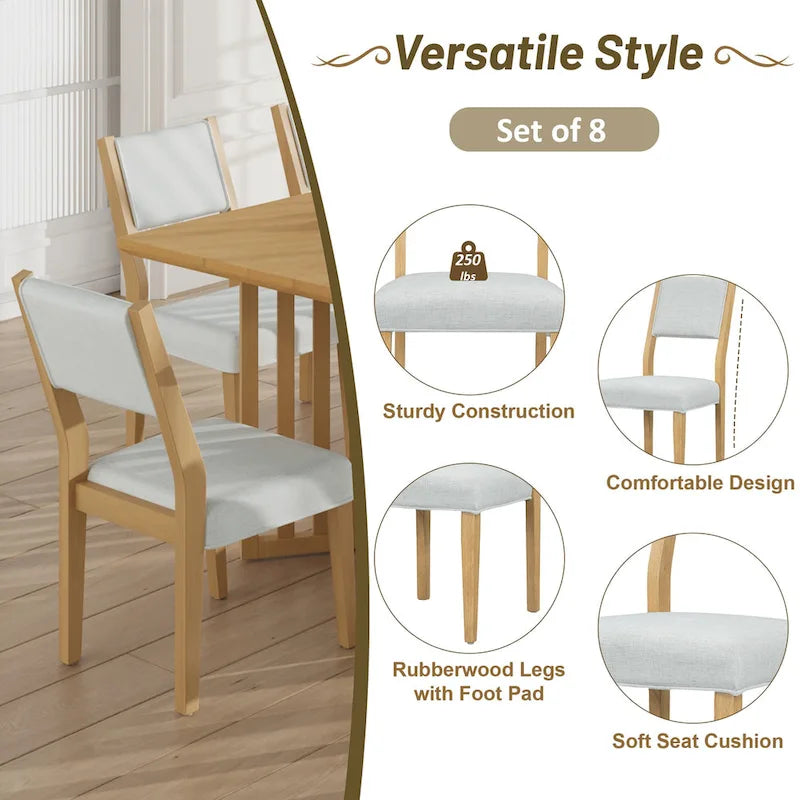 Ensemble de salle à manger de style ferme 9 pièces avec table extensible et 8 chaises