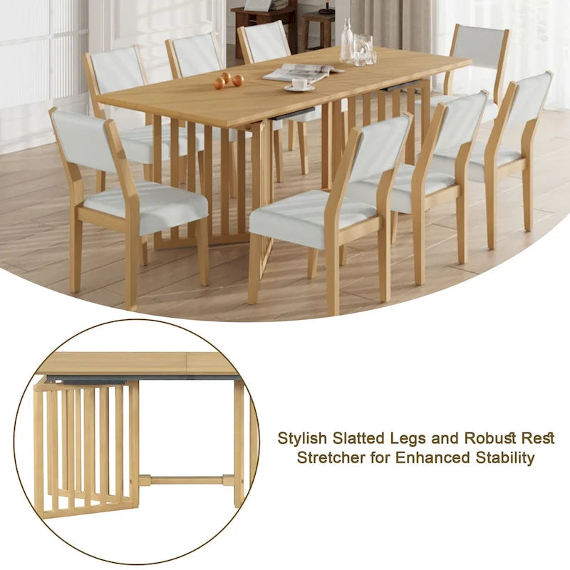 Ensemble de salle à manger de style ferme 9 pièces avec table extensible et 8 chaises