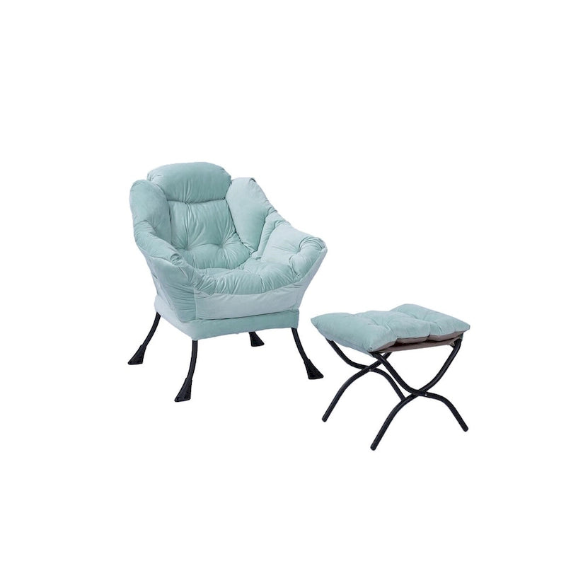 Fauteuil rembourré vert 22,35 avec pochette latérale