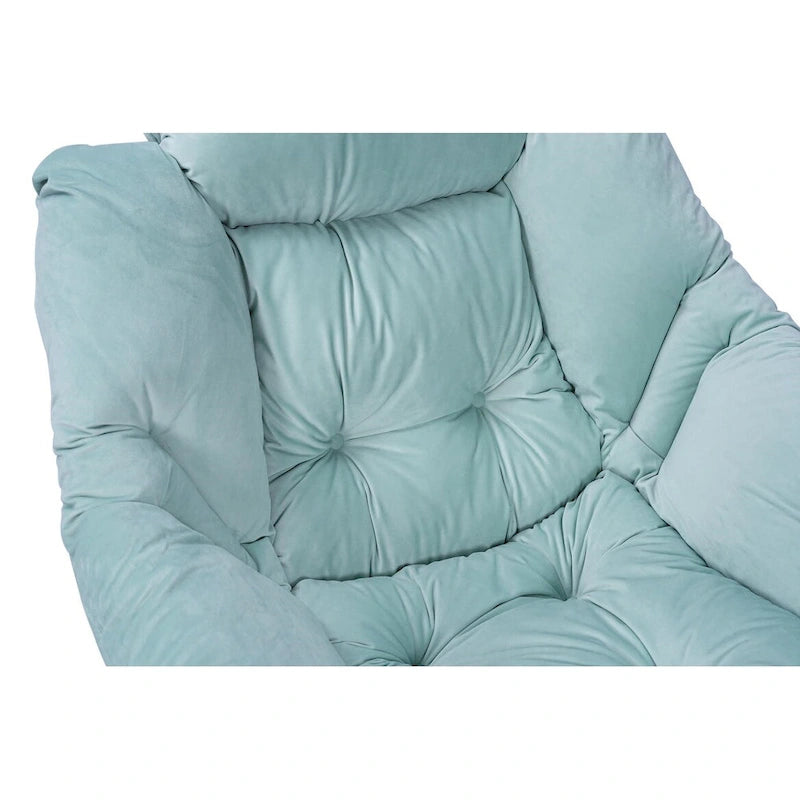 Fauteuil rembourré vert 22,35 avec pochette latérale