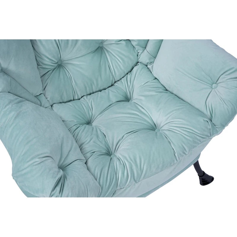Fauteuil rembourré vert 22,35 avec pochette latérale