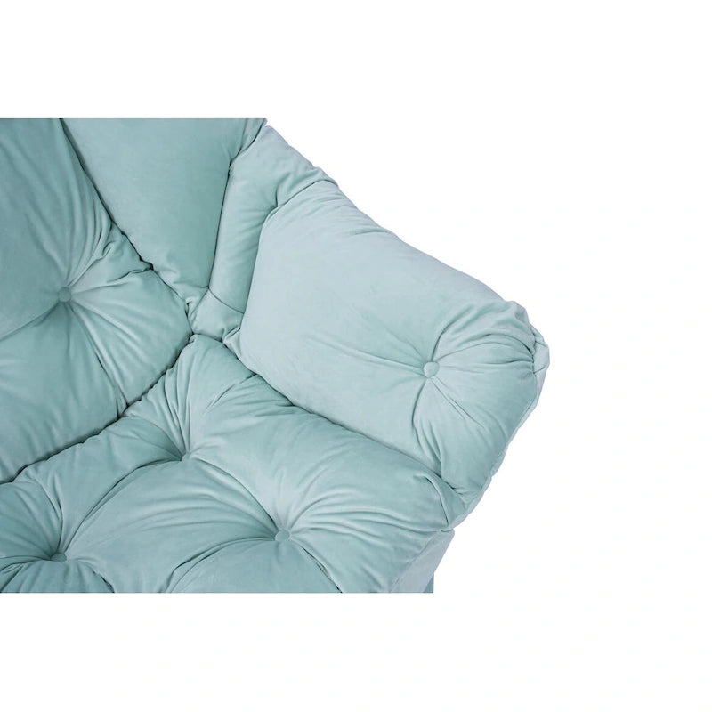 Fauteuil rembourré vert 22,35 avec pochette latérale