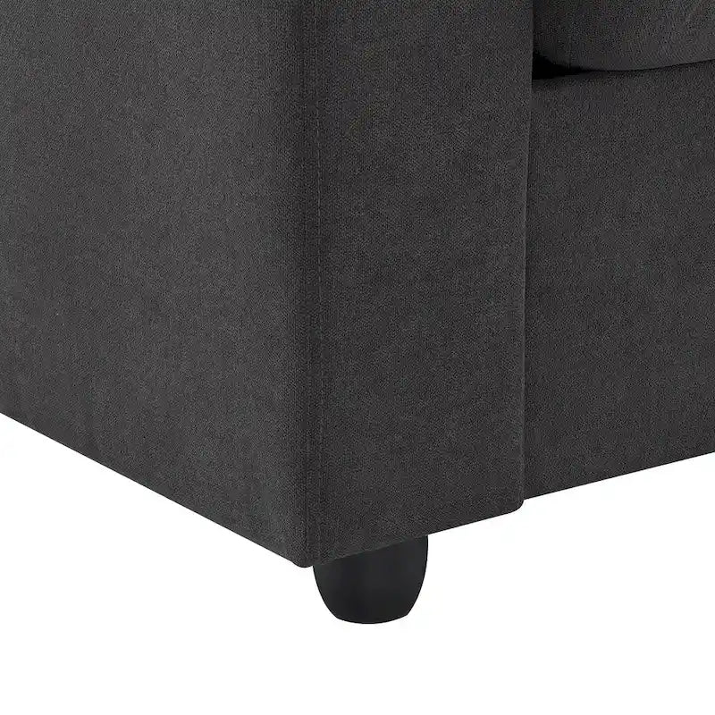Canapé d'angle en polyester en forme de L de 255 cm avec canapé convertible 4 places, pouf et coussins à ressorts ensachés (capacité de 136 kg)